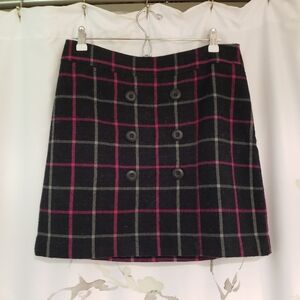 Ann Taylor Loft Plaid Buttonfront Skirt